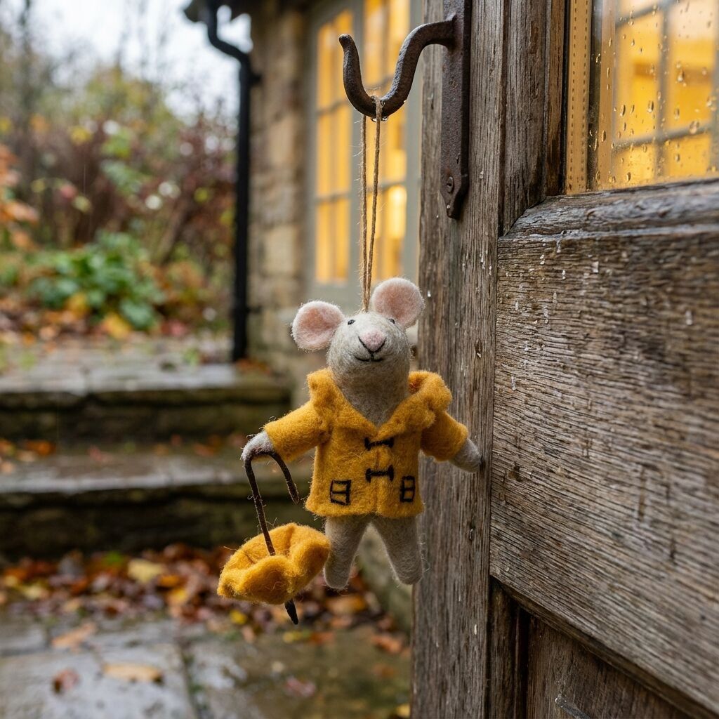 Souris en feutre faite à la main, décoration suspendue pour les jours de pluie dans la forêt