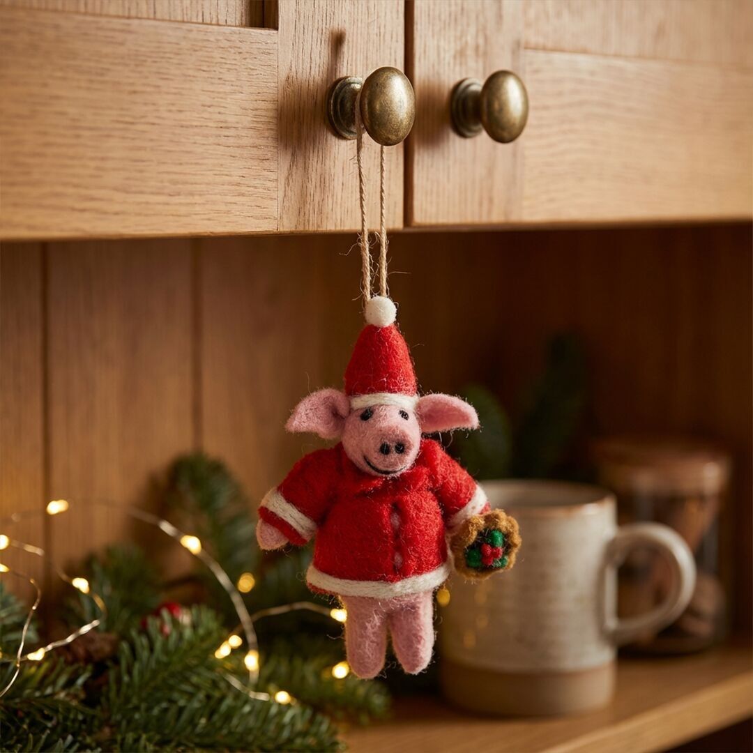 Décoration de Noël en feutre faite main, cochonnet à suspendre