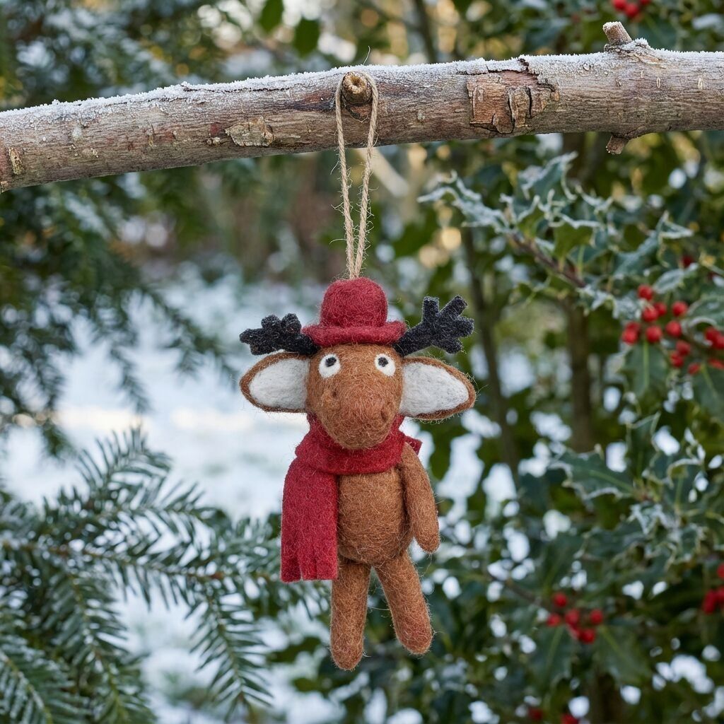 Décoration de Noël à suspendre Atticus l'élan en feutre fait main