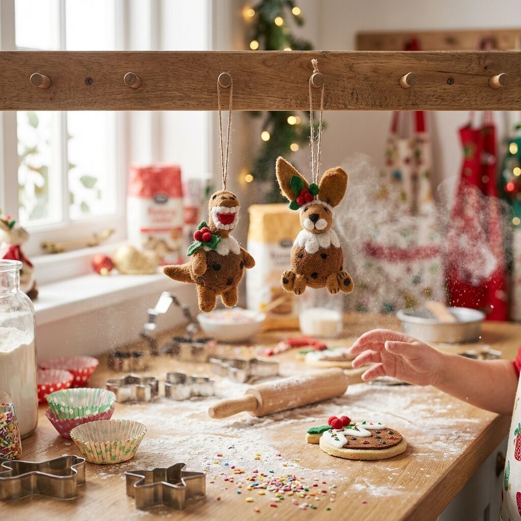 Décoration de Noël suspendue en feutre fait main Sutton le lion Père Noël