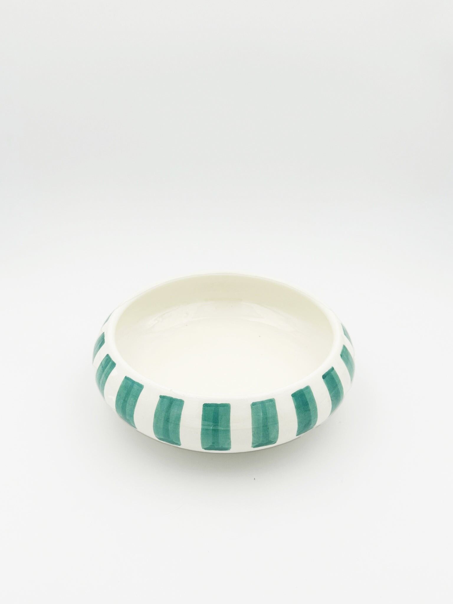 Rounded soup plate with green stripes (Ø17cm)