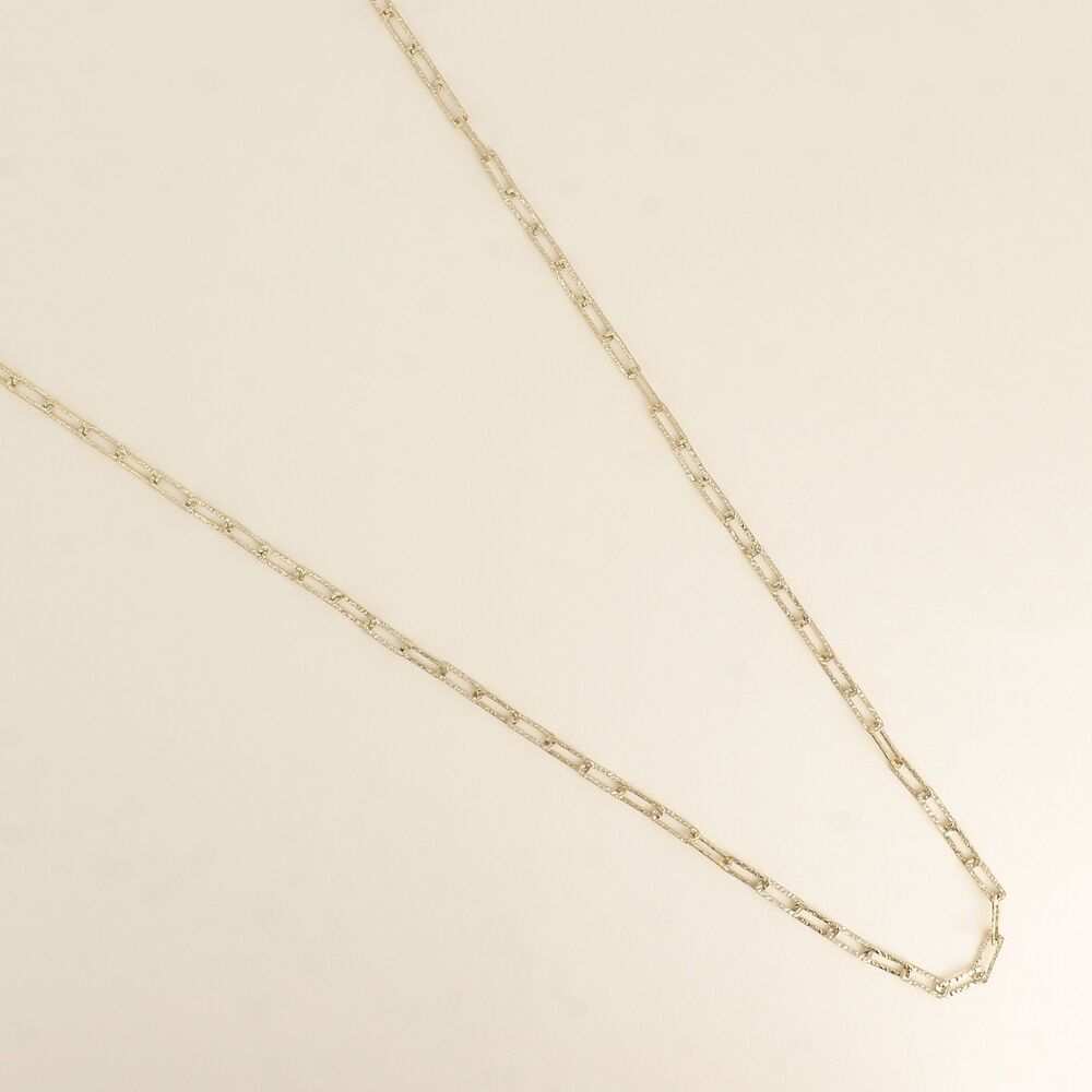 Sautoir - maille aux anneaux rectangulaires texturés 90+7CM