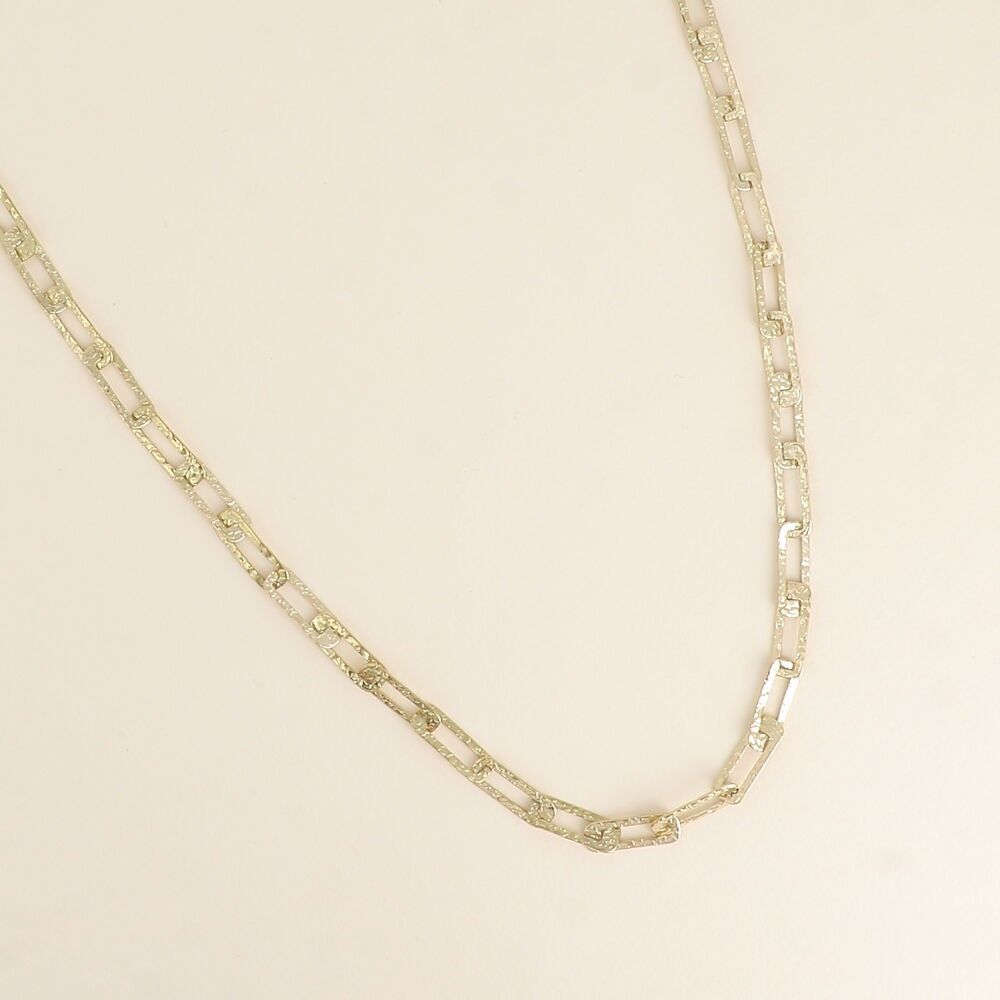 Collier - maille aux anneaux rectangulaires texturés 60+7CM