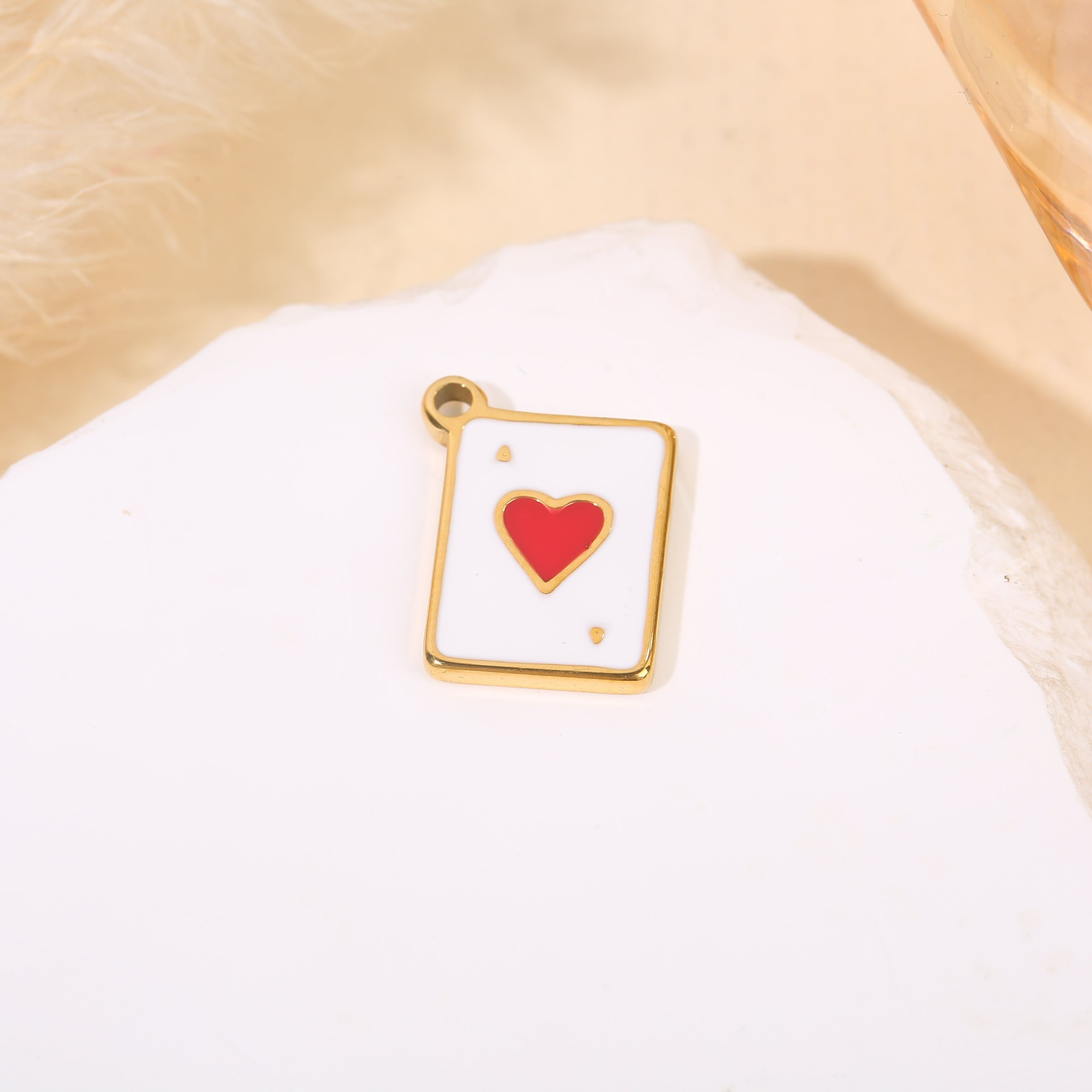 Set aus 3 vergoldeten Harz-Kartenanhängern, Herz-Ass