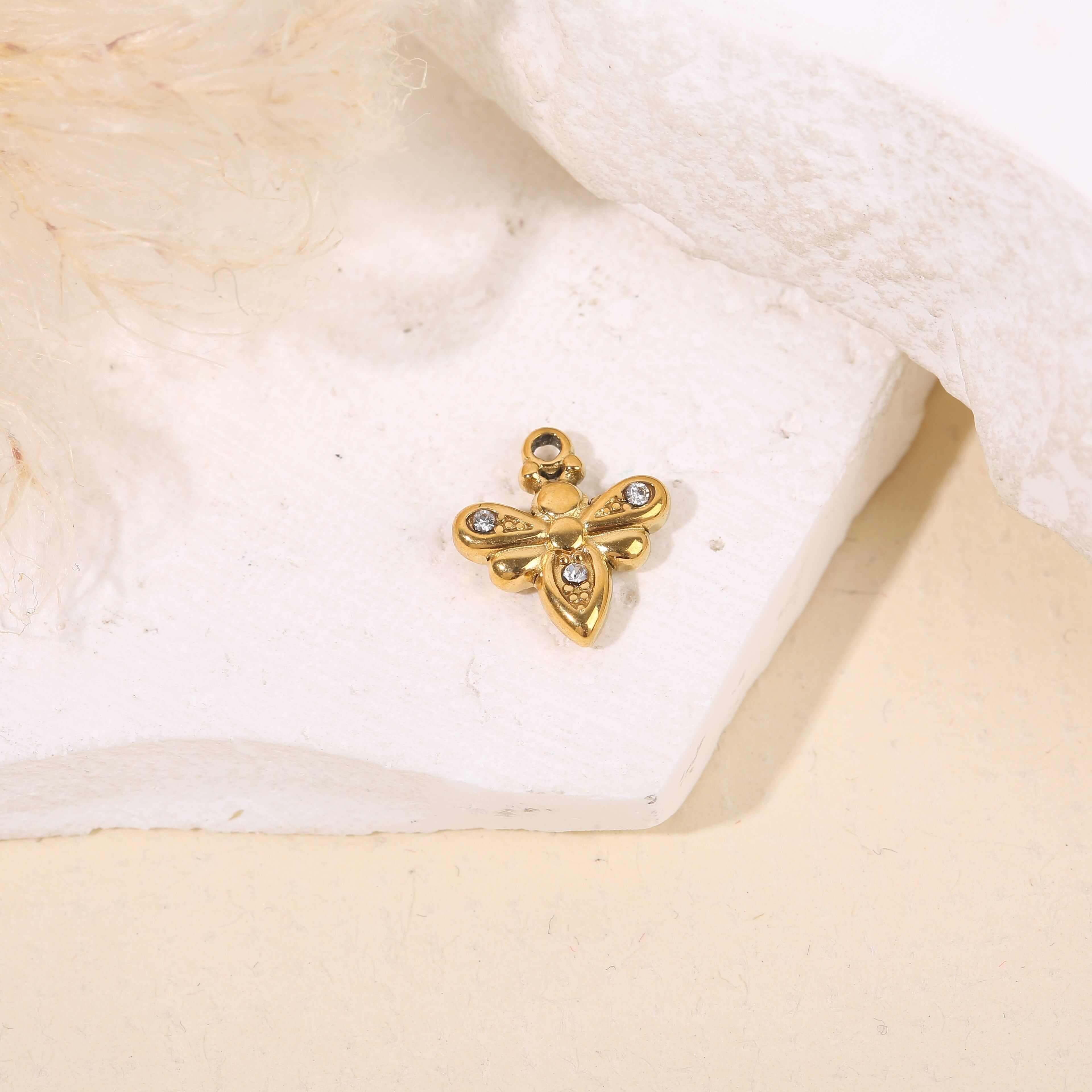 Set aus 3 goldenen Strass-Bienenanhängern