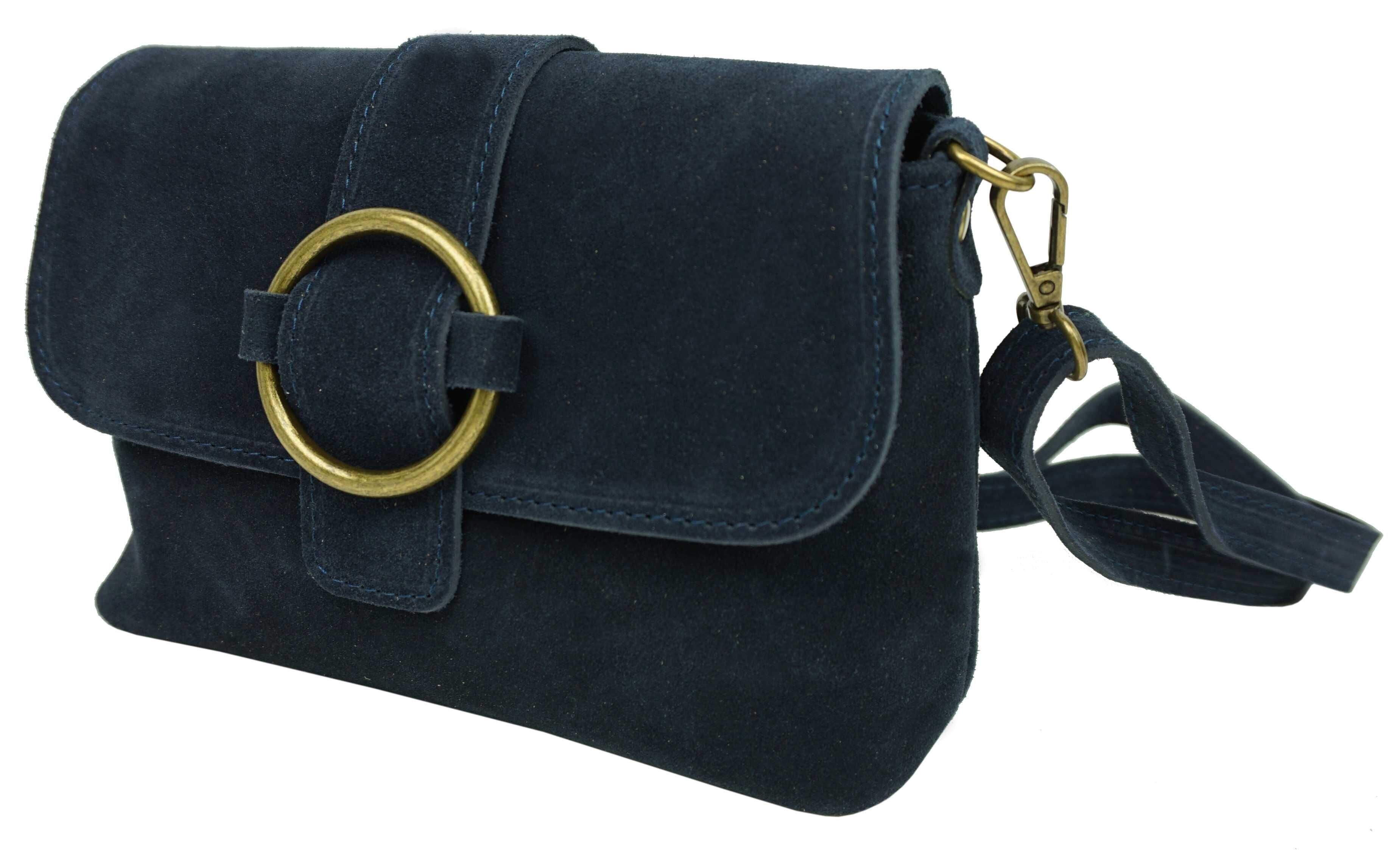 Leather shoulder bag with gold buckle 49100