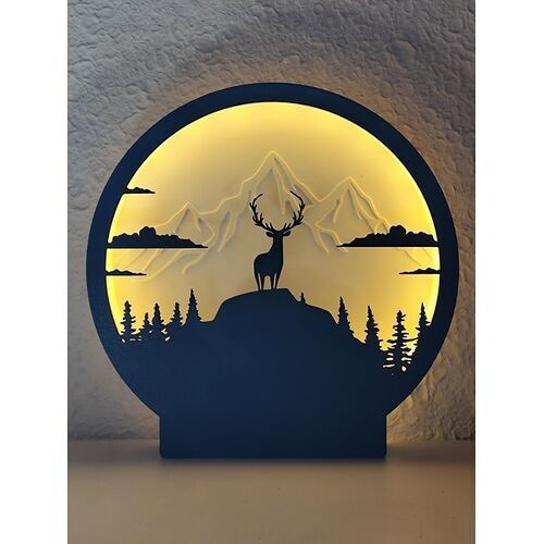 Lampe cerf fond montagne
