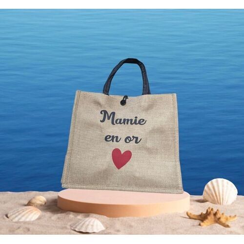 Sac en jute mamie en or