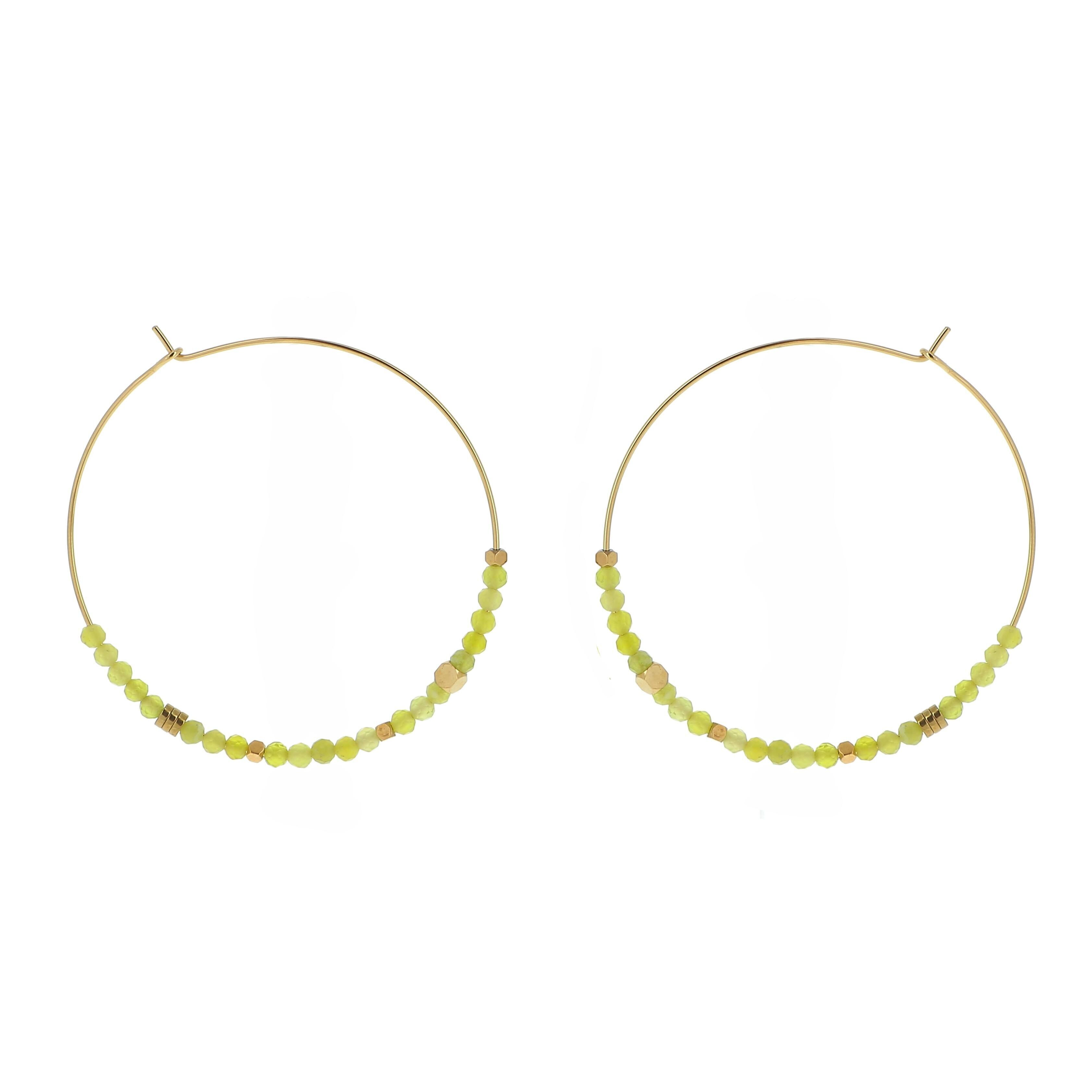Hoop earrings with small natural stones
