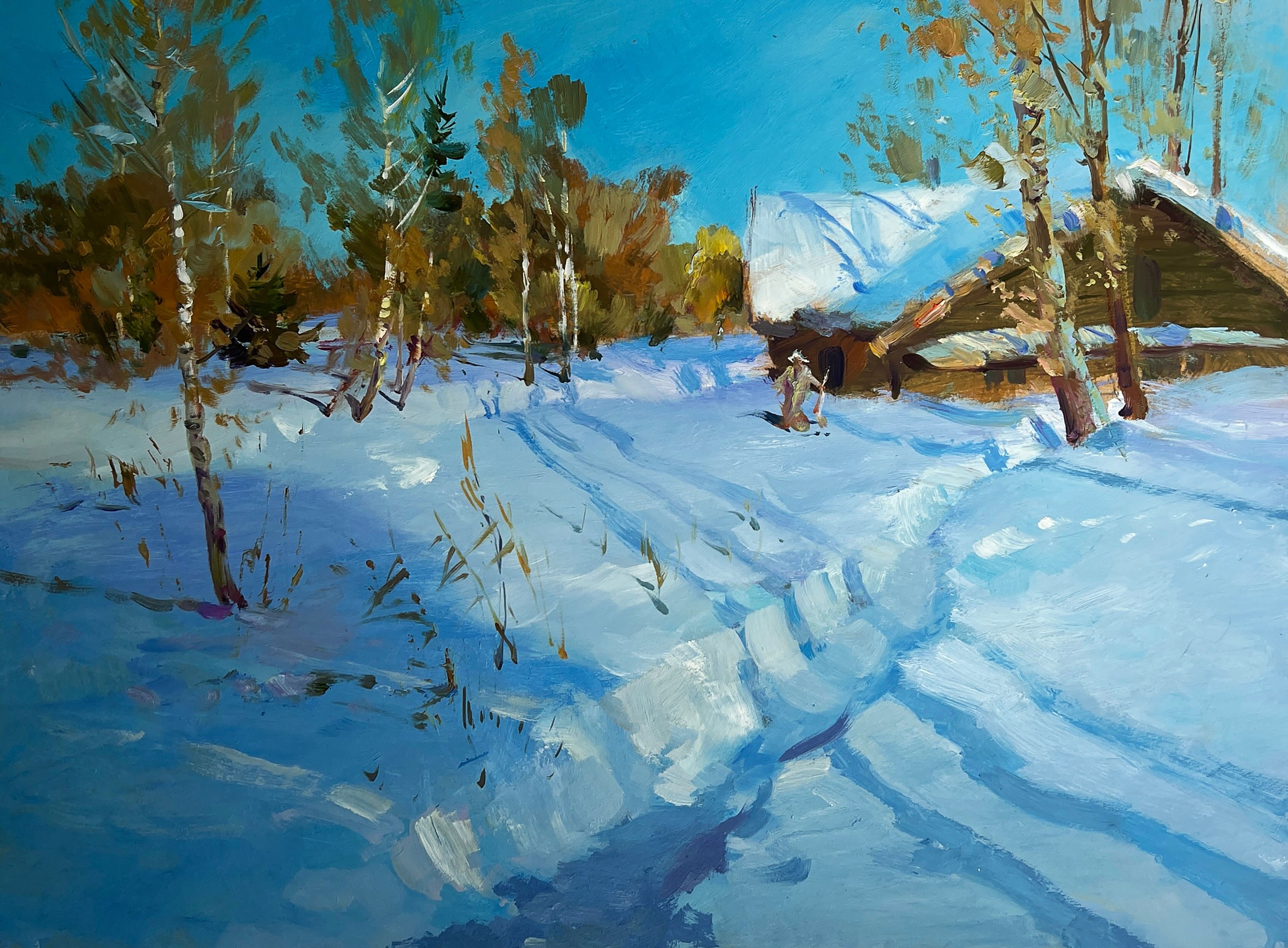 Dipinto ad olio Dopo la nevicata notturna Yuriy Suprunchuk 30x40cm