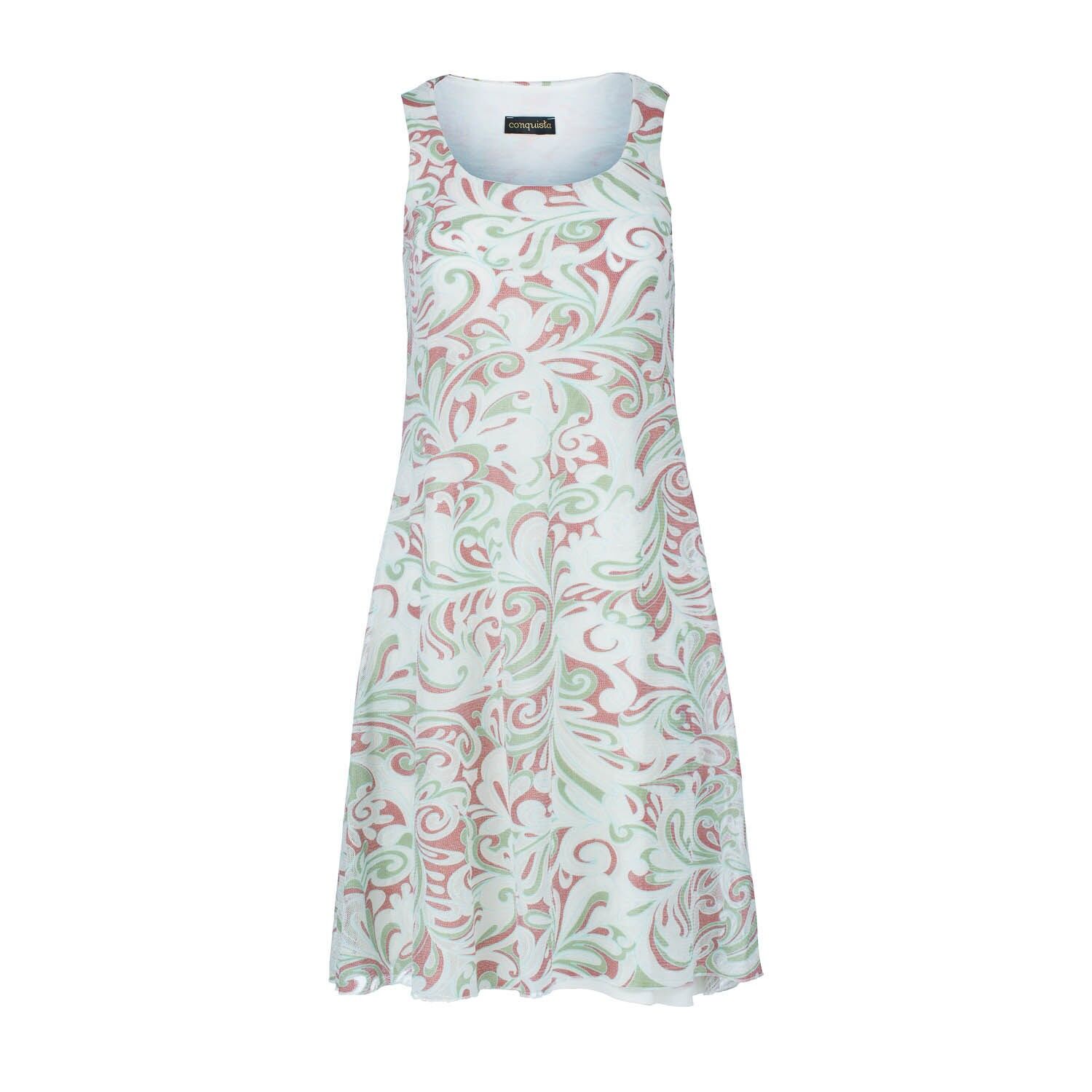Ärmelloses A-Linien-Kleid für Damen – Jacquard-Strickmuster, 100 % Baumwolle mit Jerseyfutter