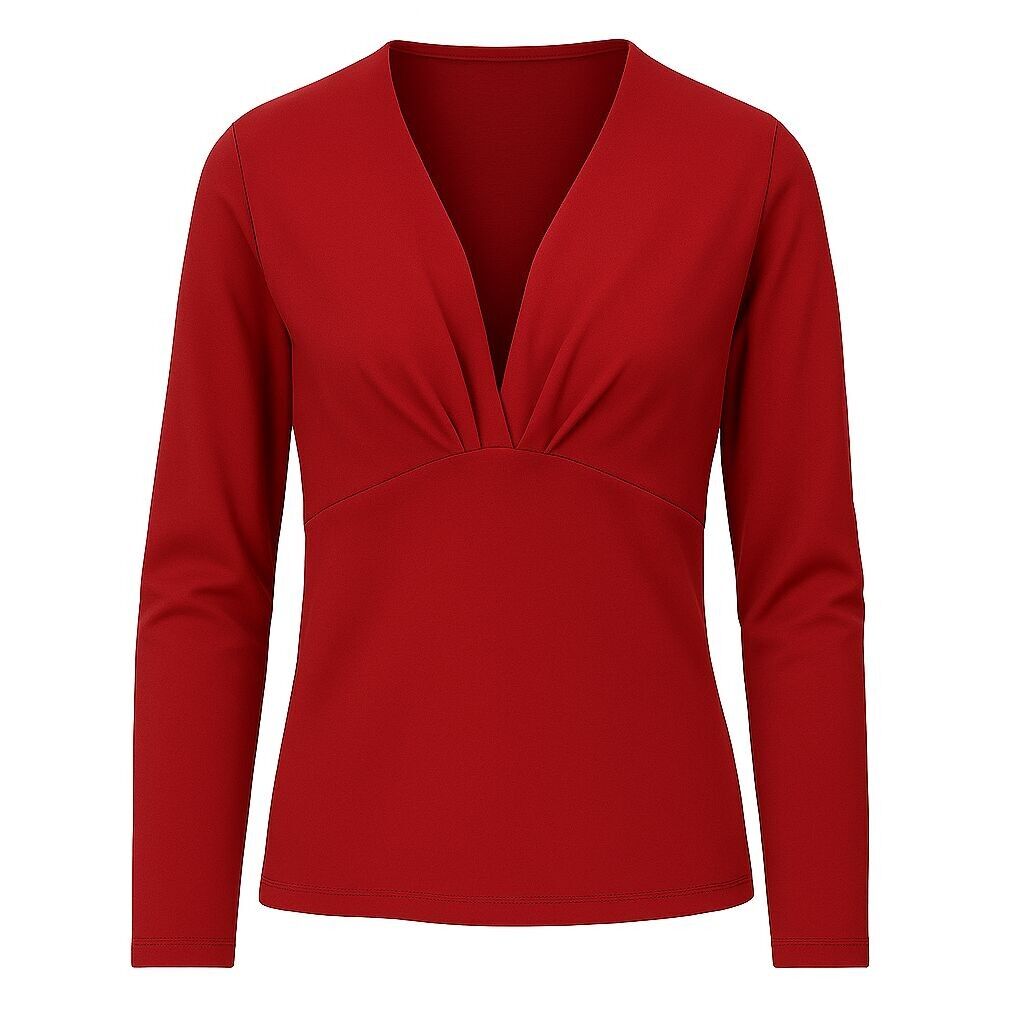 Top de manga larga de viscosa y lana color burdeos