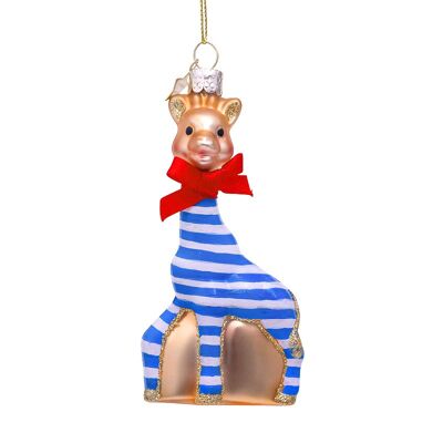 Sophie the giraffe Christmas ornament blue-white