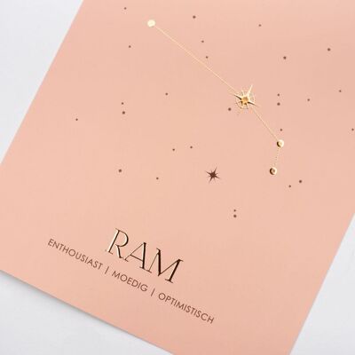 Sterrenbeeld poster - Ram - Oud roze