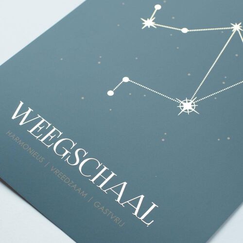 Sterrenbeeld poster - Weegschaal - Warm blauw