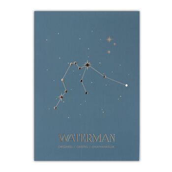 Affiche du signe du zodiaque - Verseau - Bleu chaud 3