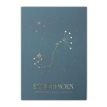 Affiche du signe du zodiaque - Scorpion - Bleu chaud 2