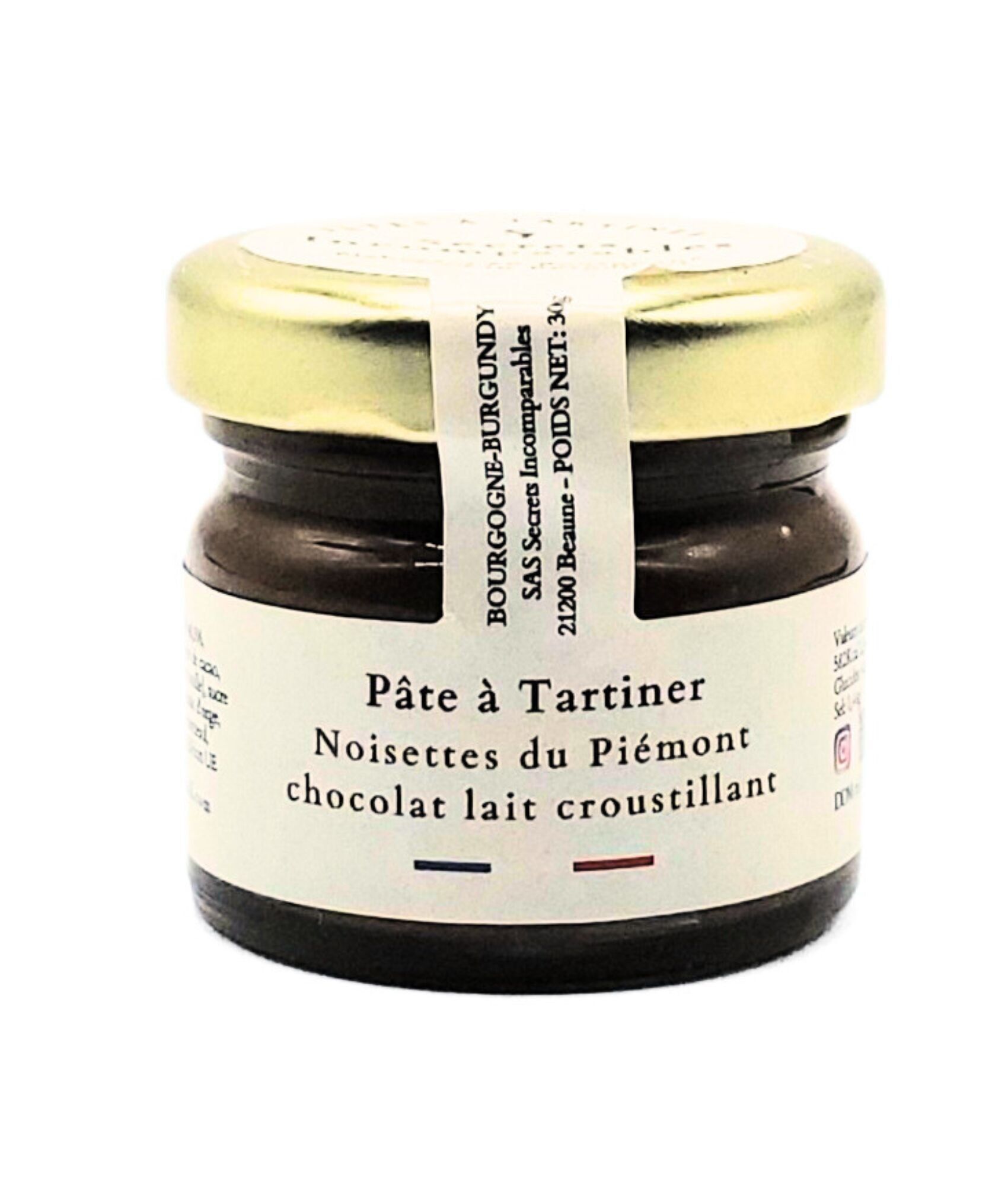 Crema de avellanas Piedmont, chocolate con leche, crujiente, 30 g