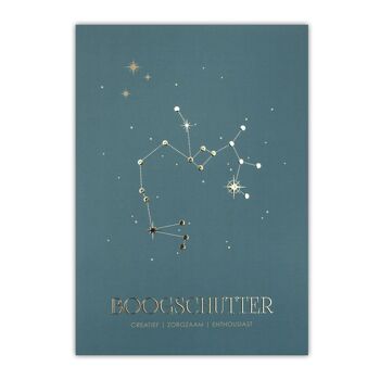 Affiche du signe du zodiaque - Sagittaire - Bleu chaud 2