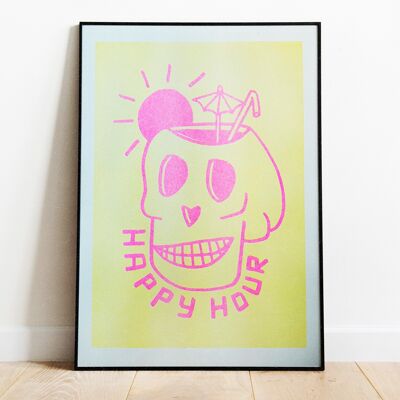 Happy Hour Skull Wall Art Print
