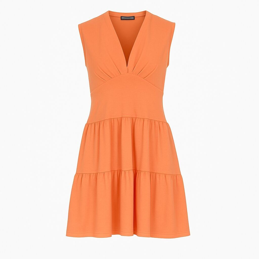 Vestido sin mangas de jersey de algodón y elastano de color naranja mandarina