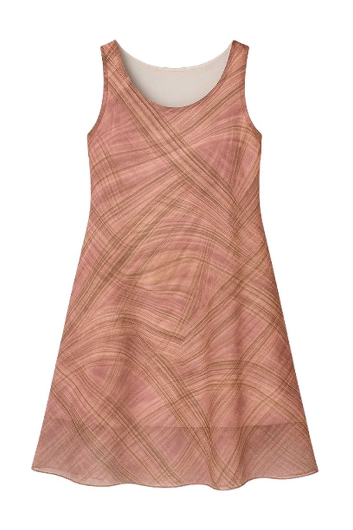 Ärmelloses Netzkleid mit Rosenholzmuster und Viskose-Jersey-Futter