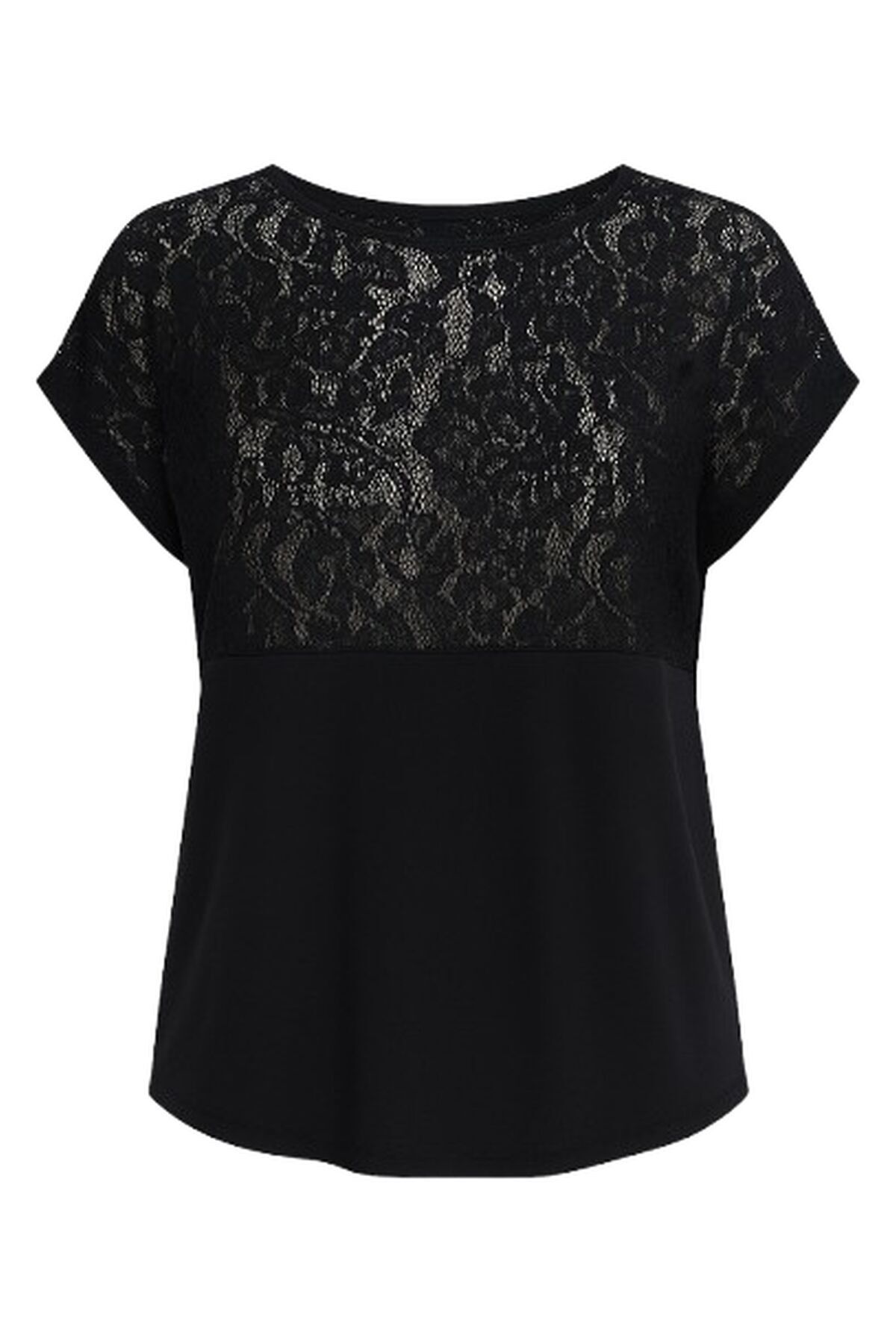 Top à empiècements en dentelle noire – Élégance intemporelle et touche de modernité