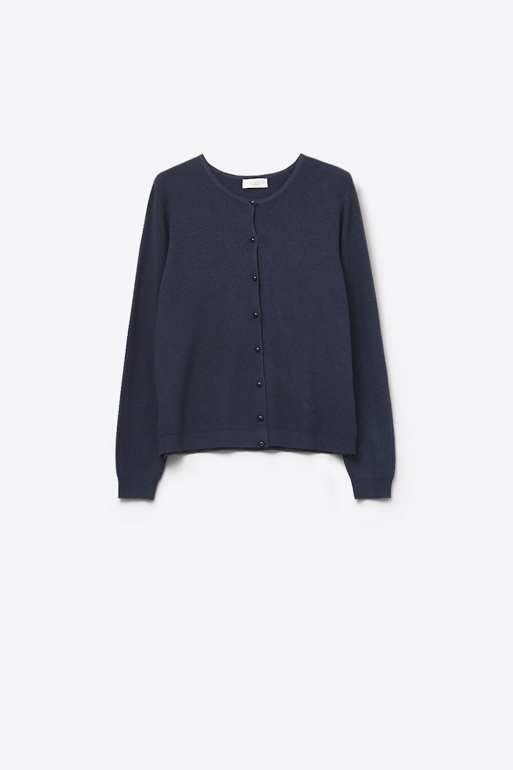 Marineblauer Rippstrickcardigan mit Perlmuttknöpfen