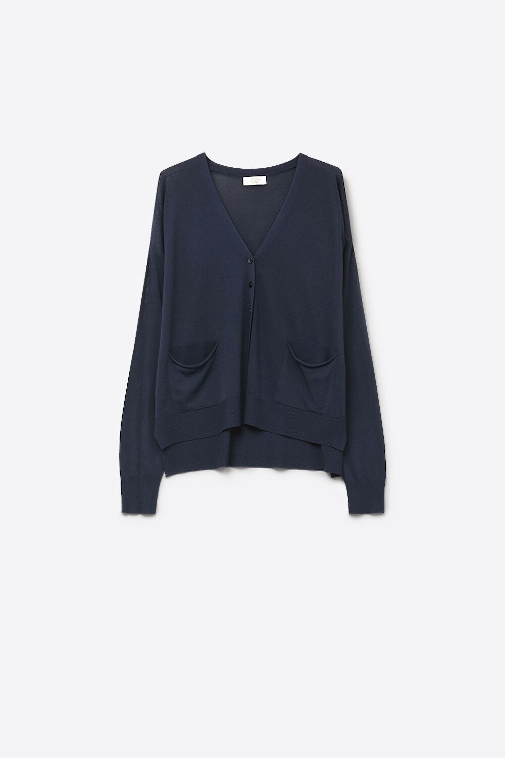 Feinstrick-Cardigan mit Vordertaschen in Marineblau