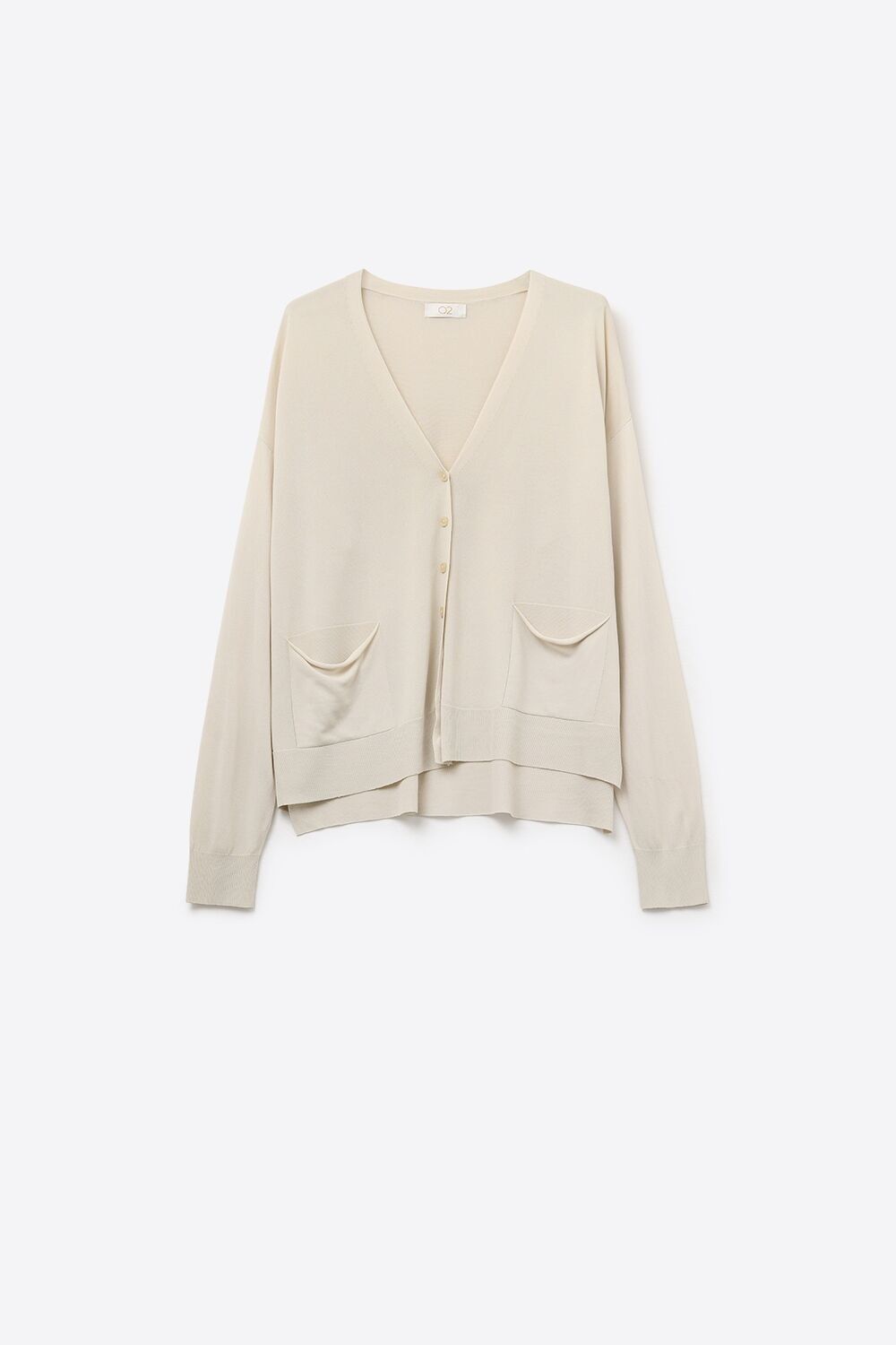 Feinstrick-Cardigan mit Vordertaschen in Beige