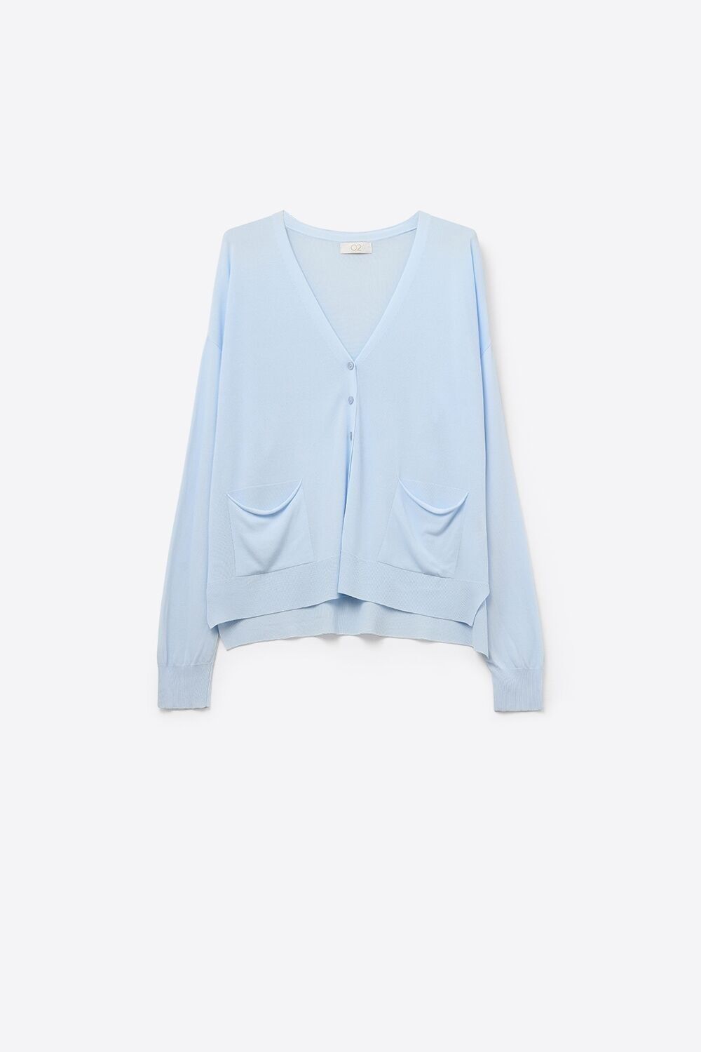 Feinstrick-Cardigan mit Vordertaschen in Blau