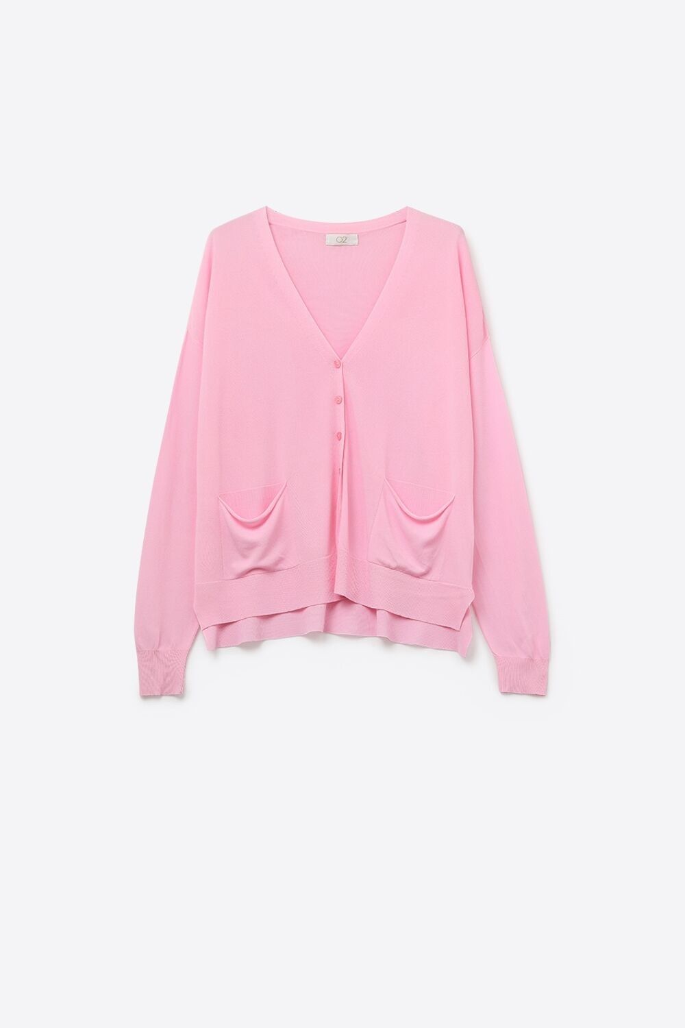 Feinstrick-Cardigan mit Vordertaschen in Rosa