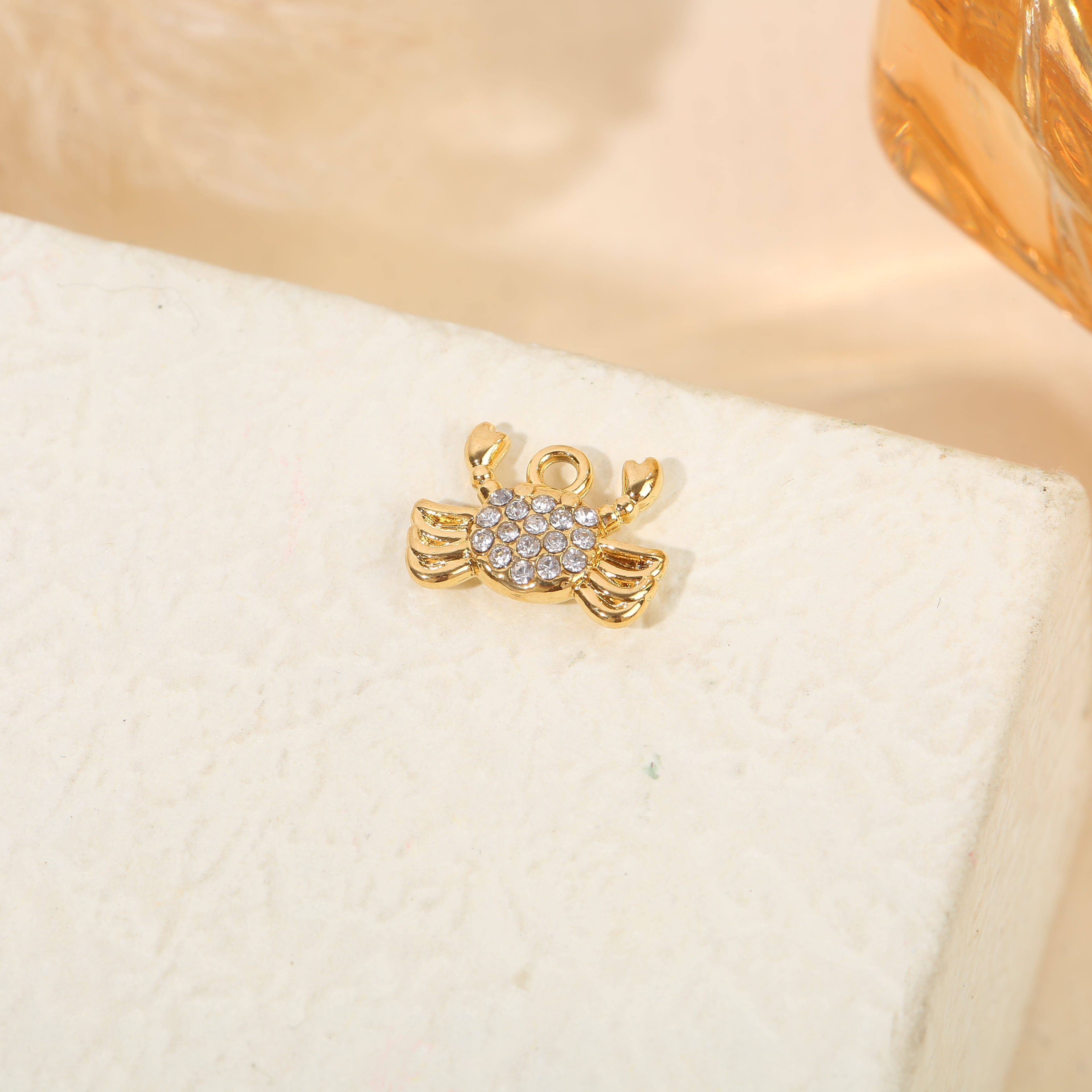 Set aus 3 vergoldeten Strass-Krabbenanhängern