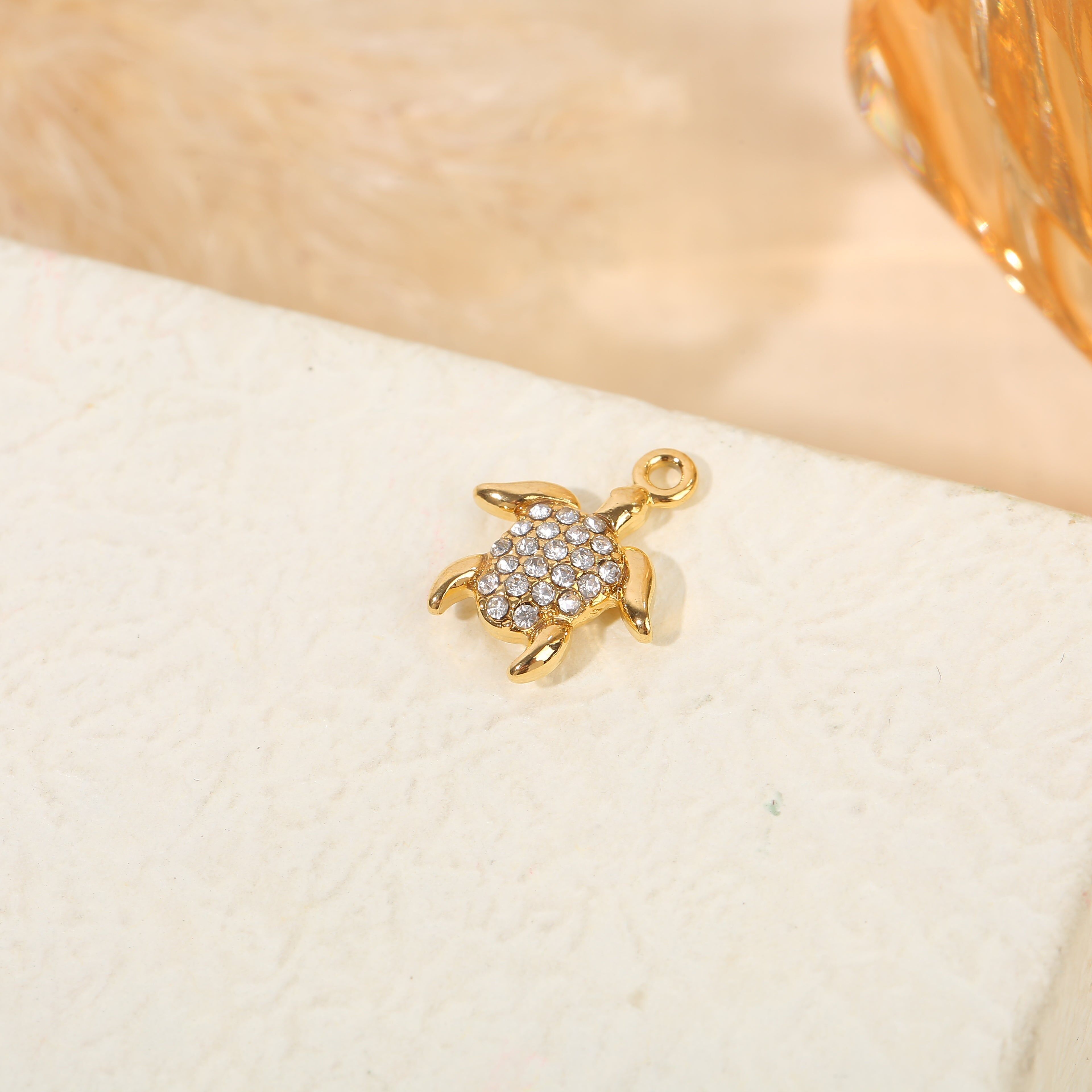 Set aus 3 vergoldeten Strass-Schildkrötenanhängern