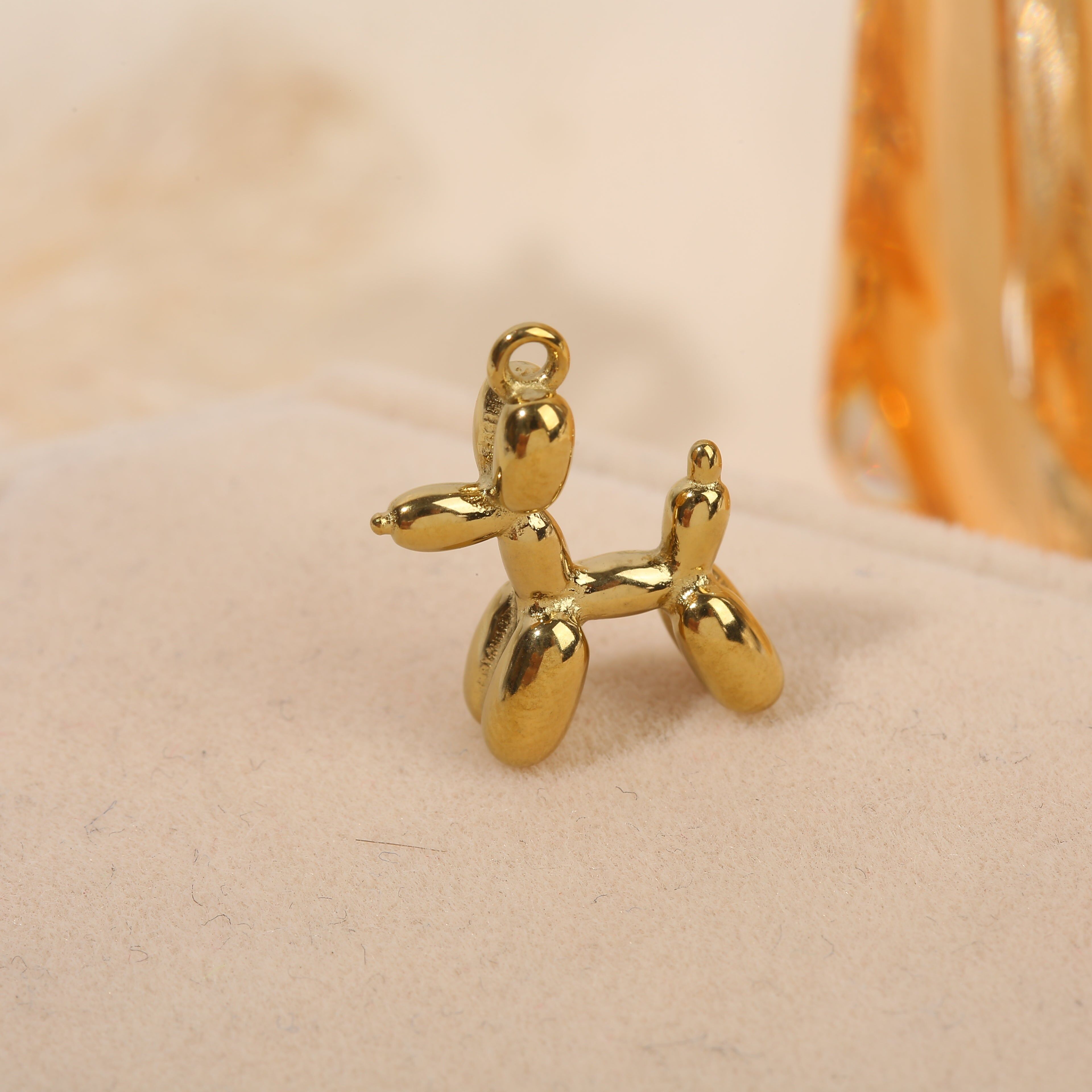 Set aus 3 vergoldeten Ballonhund-Anhängern