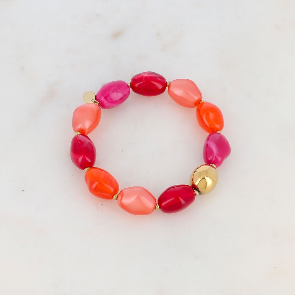 Bracciale elastico con perle in resina e metallo