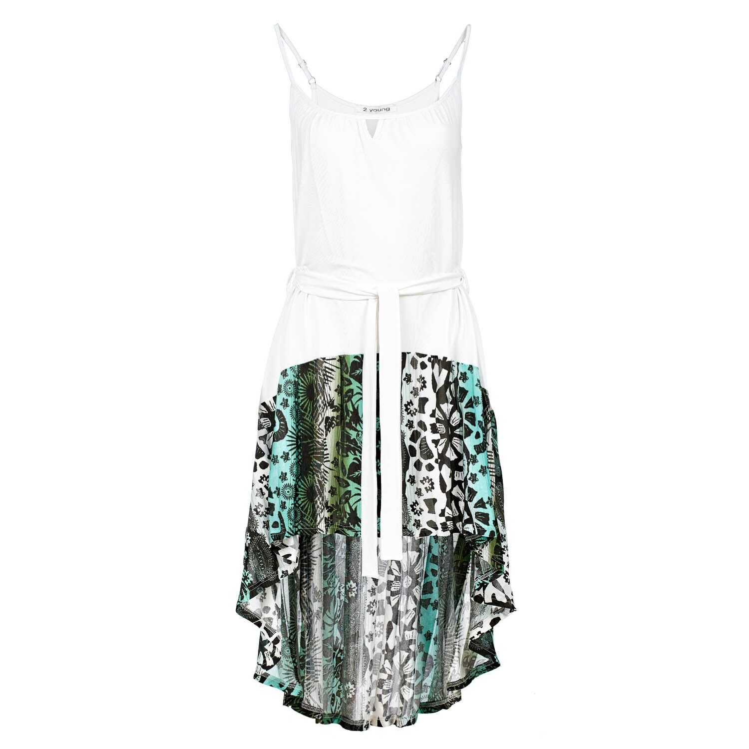 Kleid mit Kontrastmuster und asymmetrischem Saum