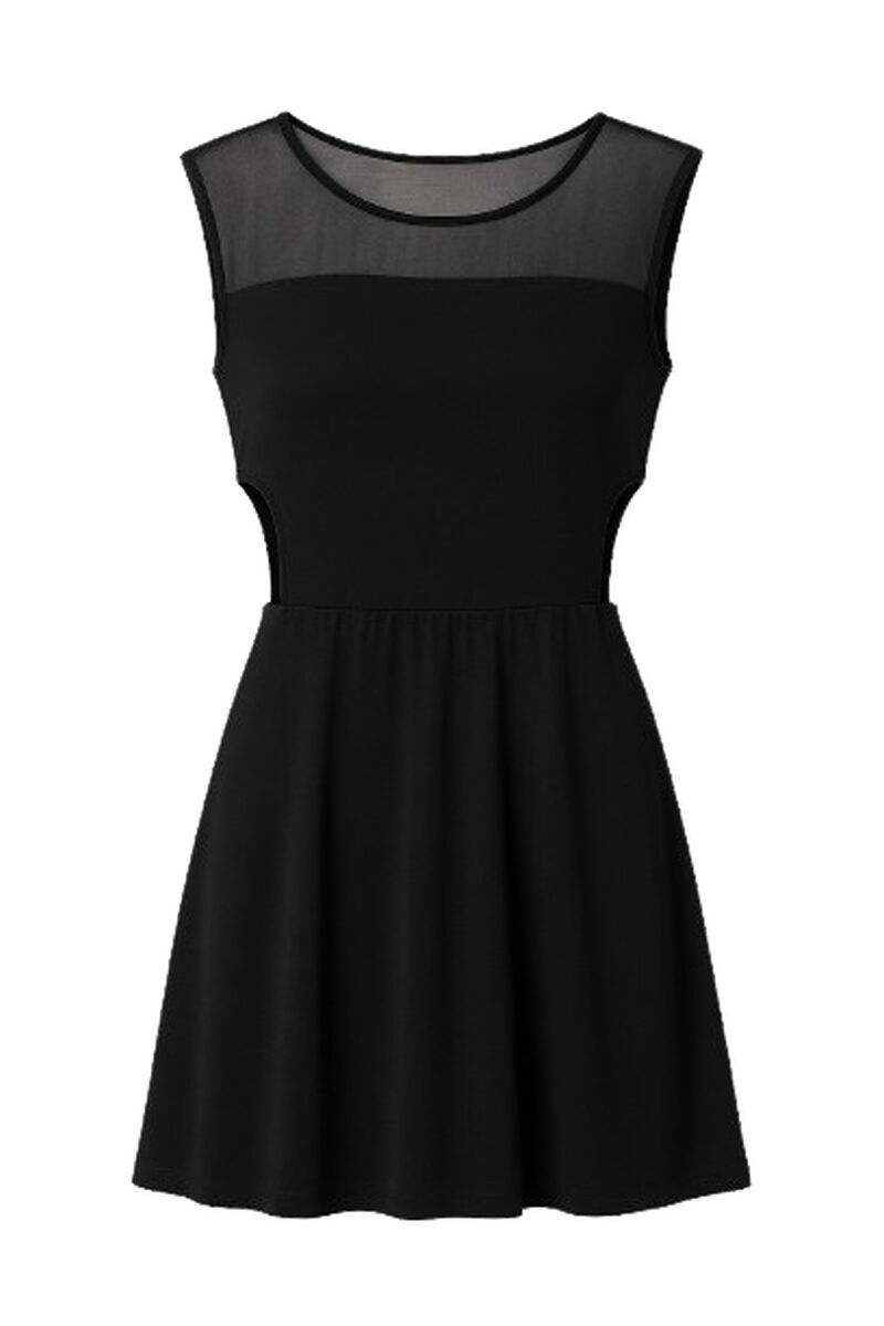 Vestido patinador con detalles transparentes