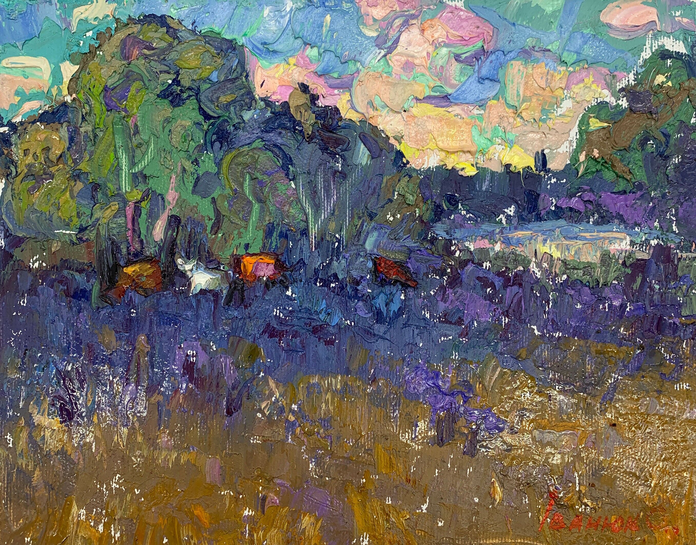 Dipinto ad olio All'ombra della foresta Oleksiy Ivanyuk 20x25cm