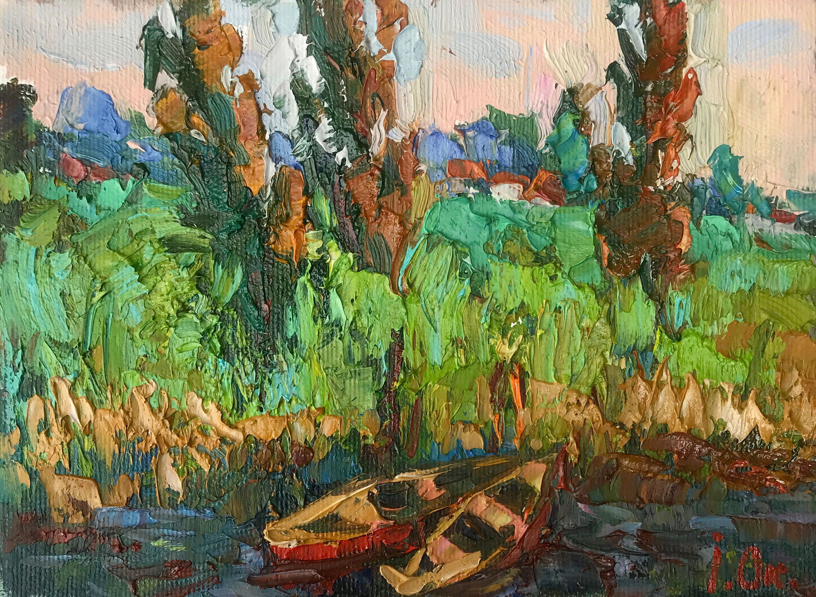 Dipinto ad olio Backwater Oksana Ivanyuk 15x20cm