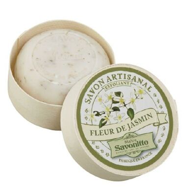 Sapone esfoliante al gelsomino in scatola di legno 100g