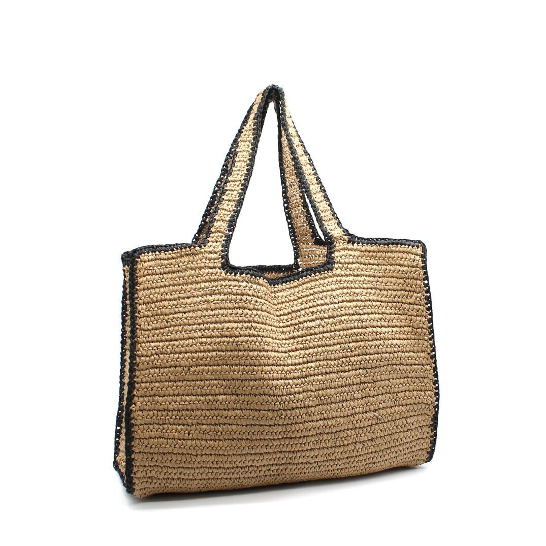 Bolso tote tejido en contraste