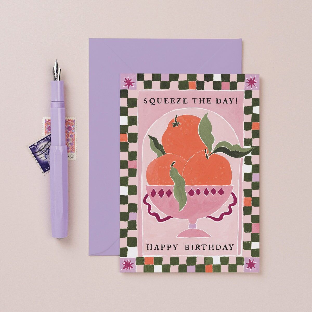 „Drück die Orangen aus“-Karte | Geburtstagskarte mit Wortspiel