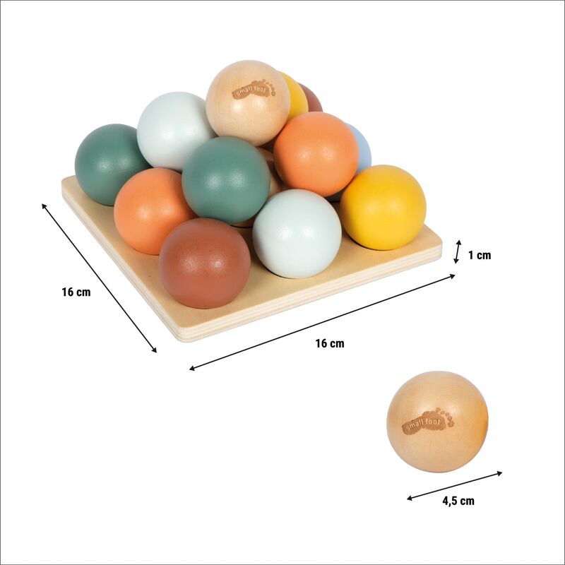 Small Foot – Jeu De Tri Montessori En Bois FSC® 100%, Avec 14 Boules Et Planche De 9 Cavités, Pour Bébé Dès 1 An