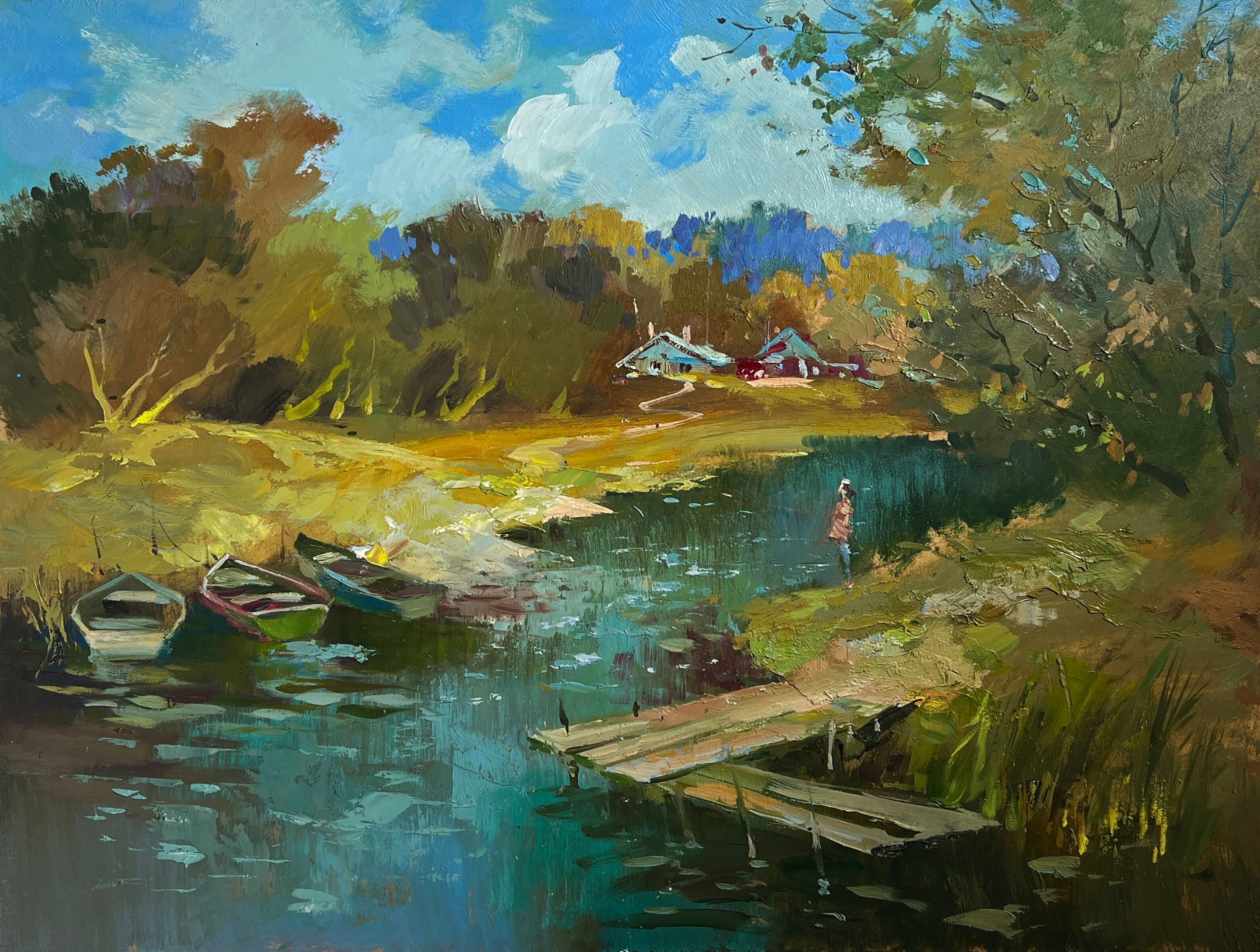 Dipinto ad olio Giorno d'estate nell'entroterra Yuriy Suprunchuk 30x40cm