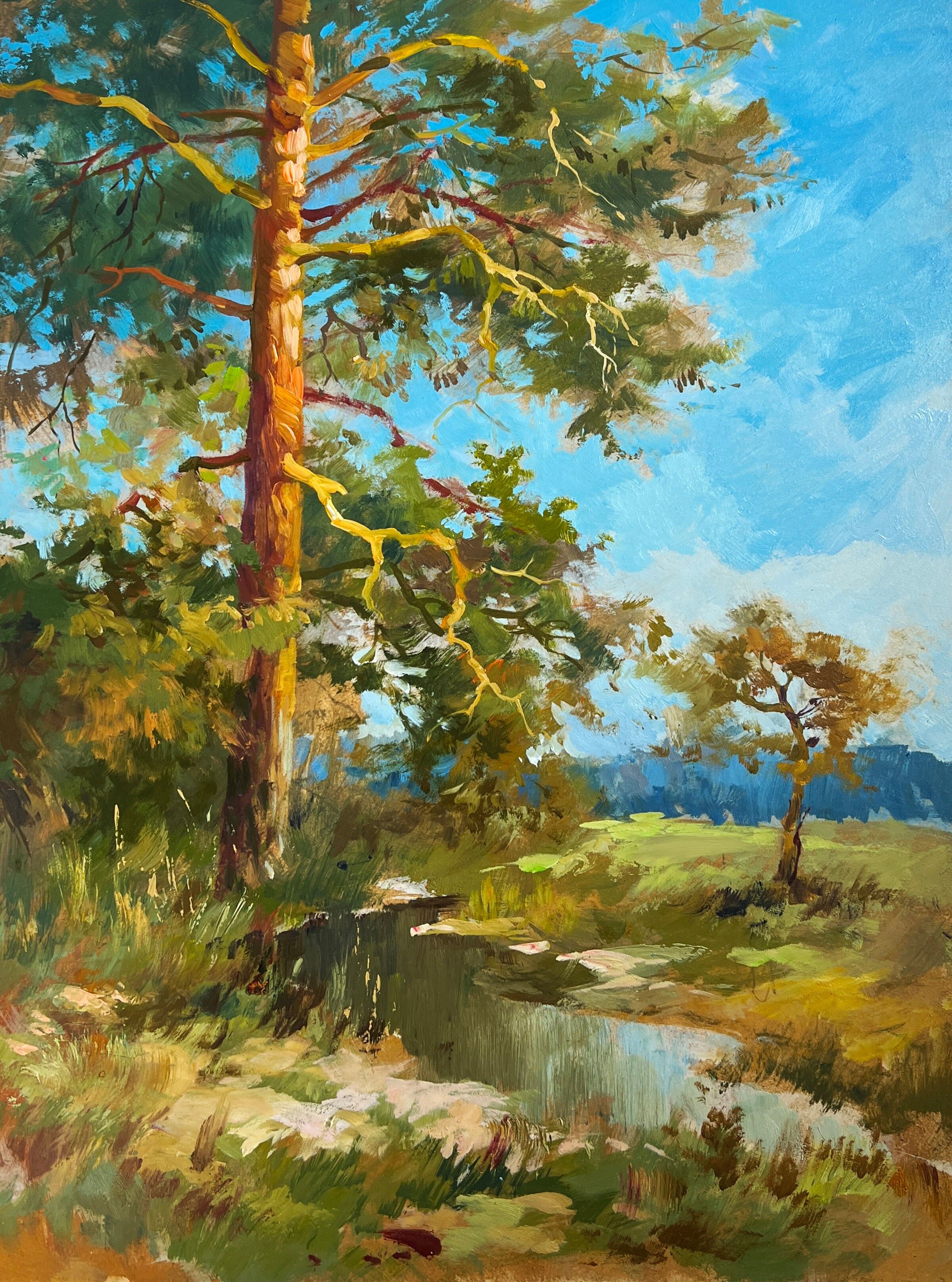 Dipinto ad olio Sussurro di foresta e acqua Yuriy Suprunchuk 40x30cm