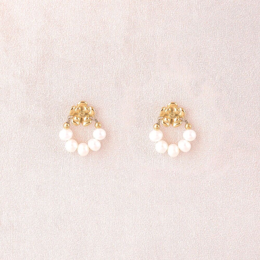 Boucles puces - fleur et perles d'eau douce
