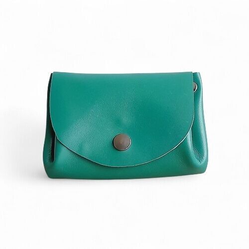 Leather snap-closure wallet - 3 compartments