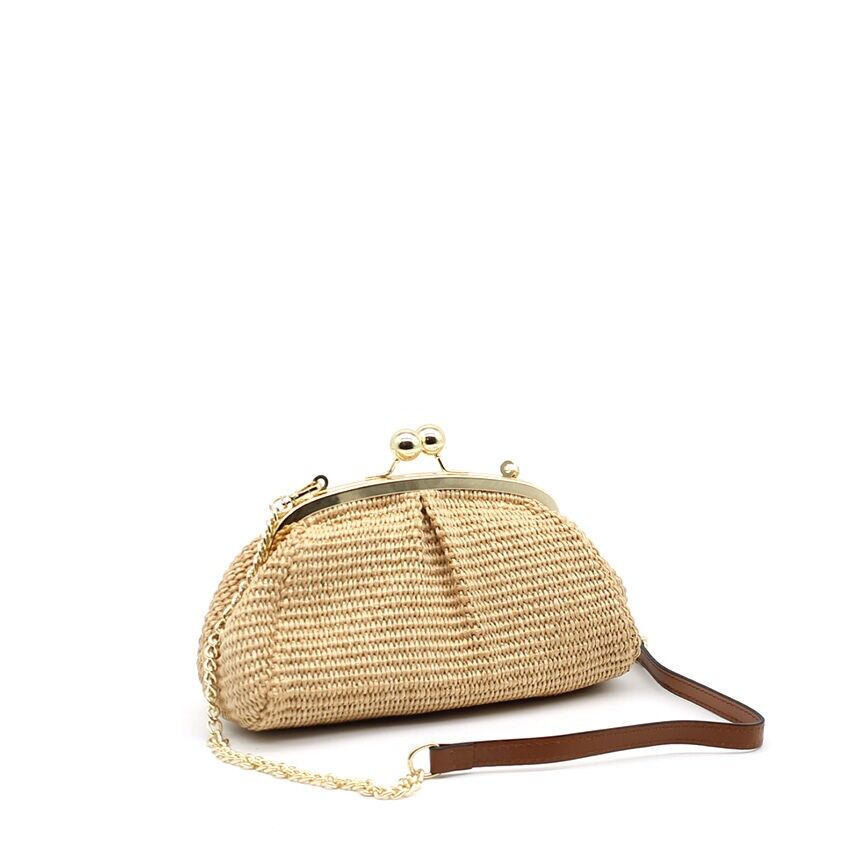 Borsa minaudière intrecciata con chiusura in metallo