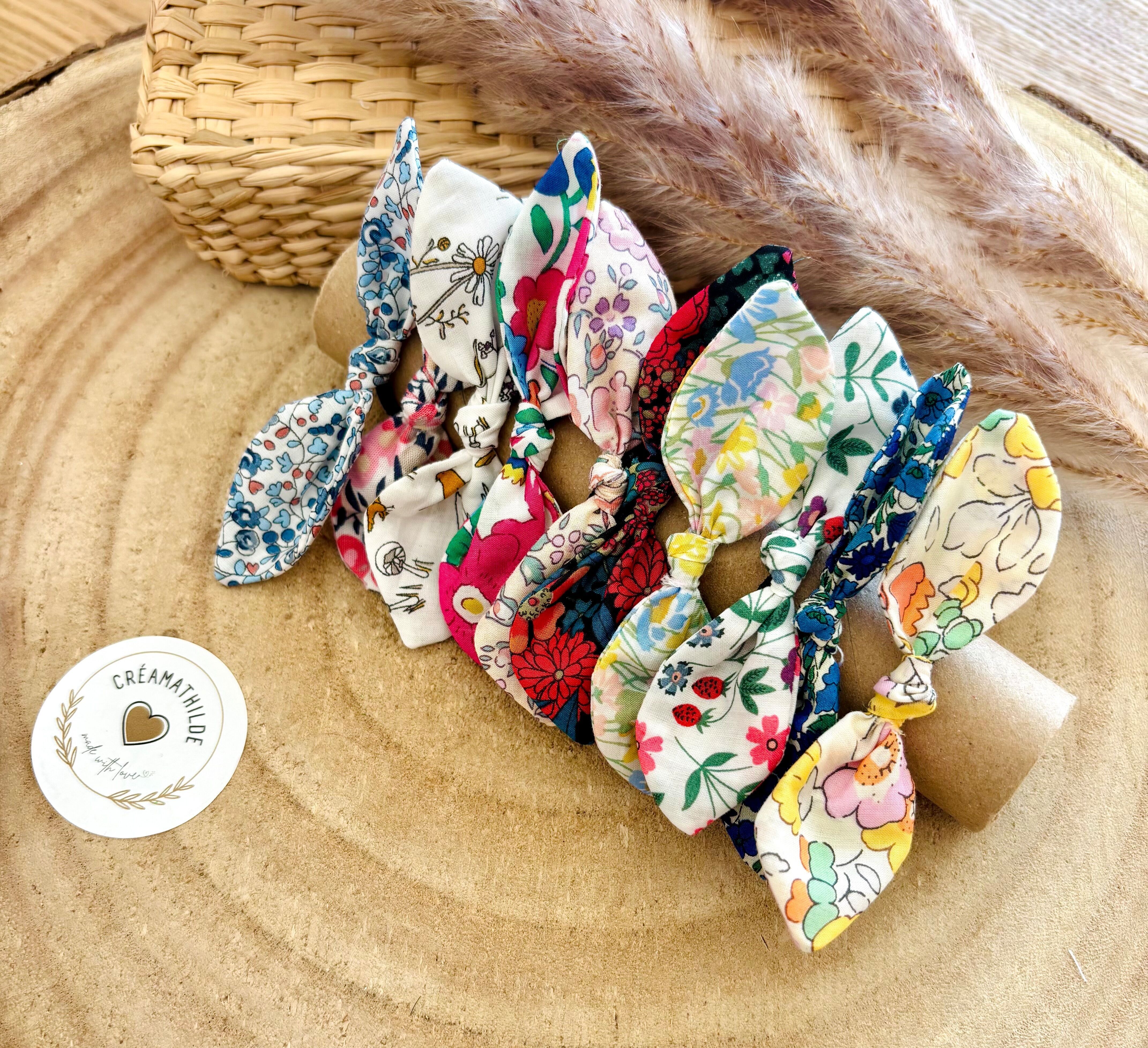 Hair accessories for babies and children - Set of 10 mini Liberty scrunchies 'Les Noués'